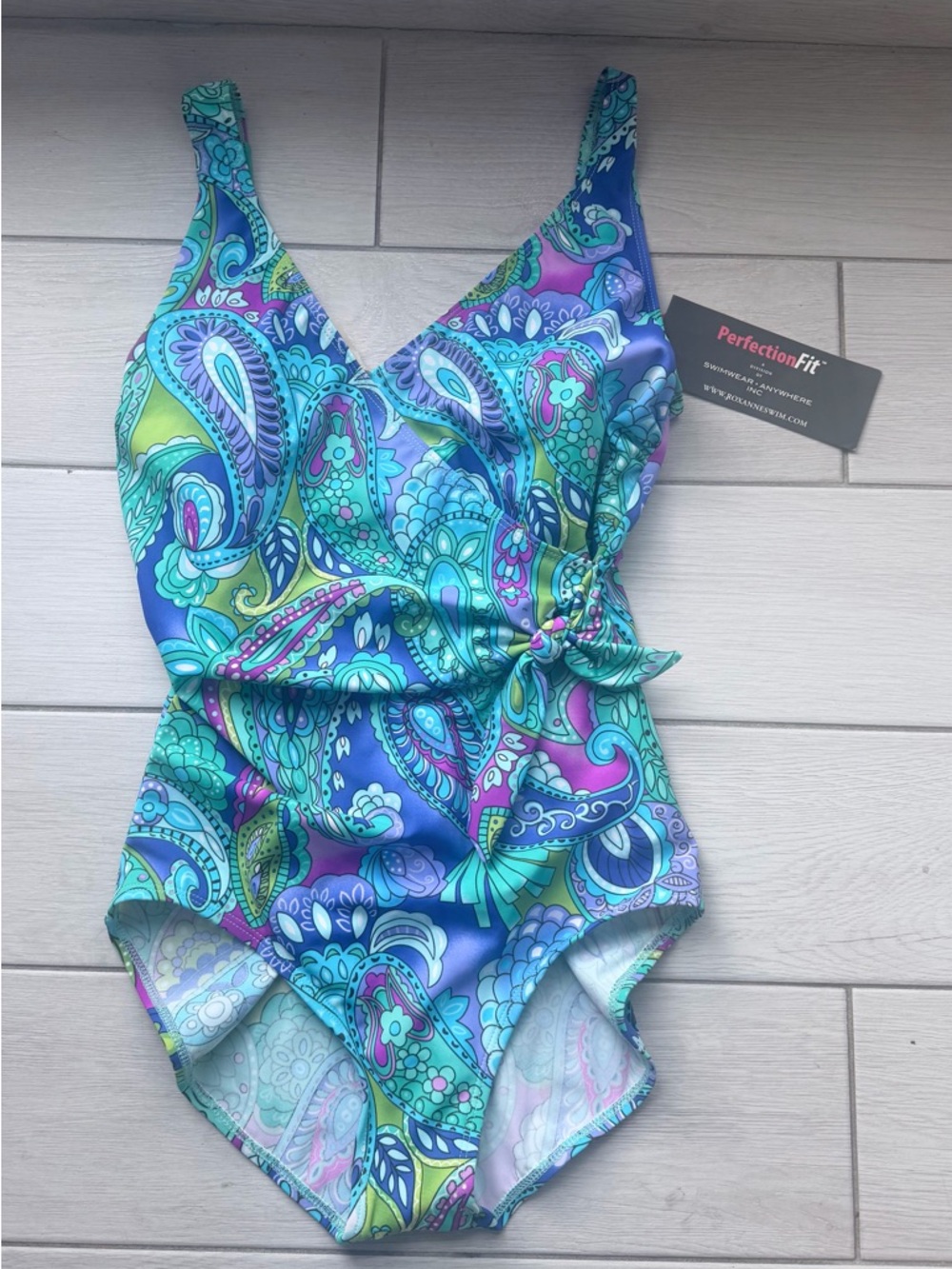Perfection Girls' Turquoise & Aqua Paisley One-Piece Swimsuit